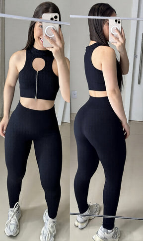 Conjunto slim de legging canelado power