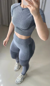 Conjunto de legging mesclado sem costura