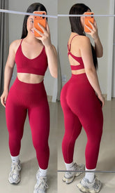 Conjunto VIBE de legging canelado Marsala
