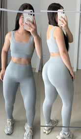 Conjunto de legging texturizado cinza