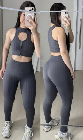 Conjunto slim de legging canelado power