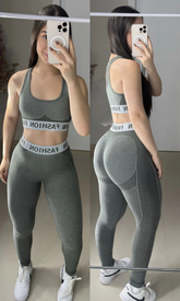 Conjunto de legging Poliamida Nylon FASHION cinza